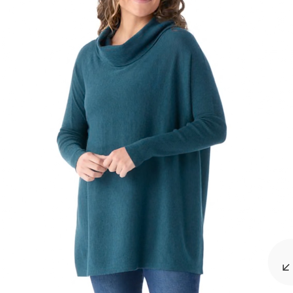 Smartwool Women's Edgewood Poncho Sweater Twilight Blue Medium